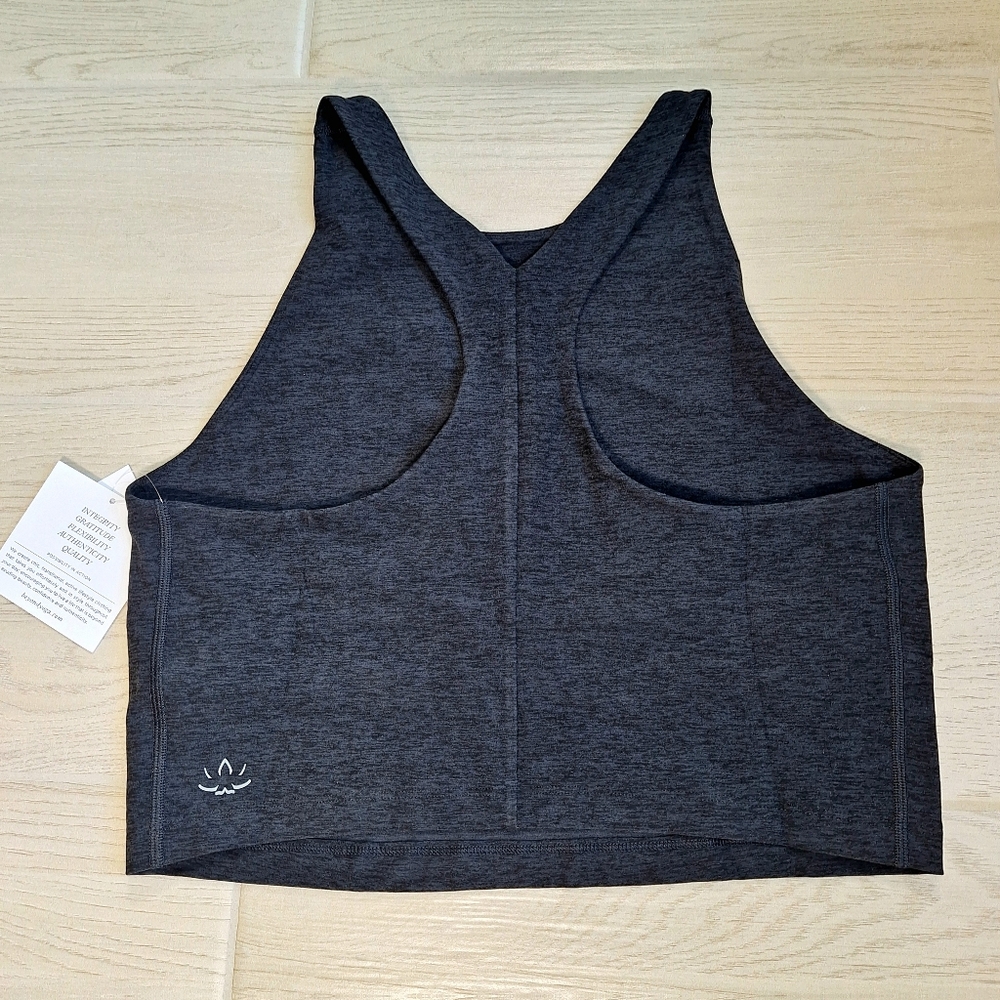 Beyond Yoga Women's Soft Black Spacedye Refocus Cropped Racerback Tank Top - XL - Picture 8 of 12